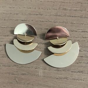 Elegant Gold and Silver Geometric Earrings